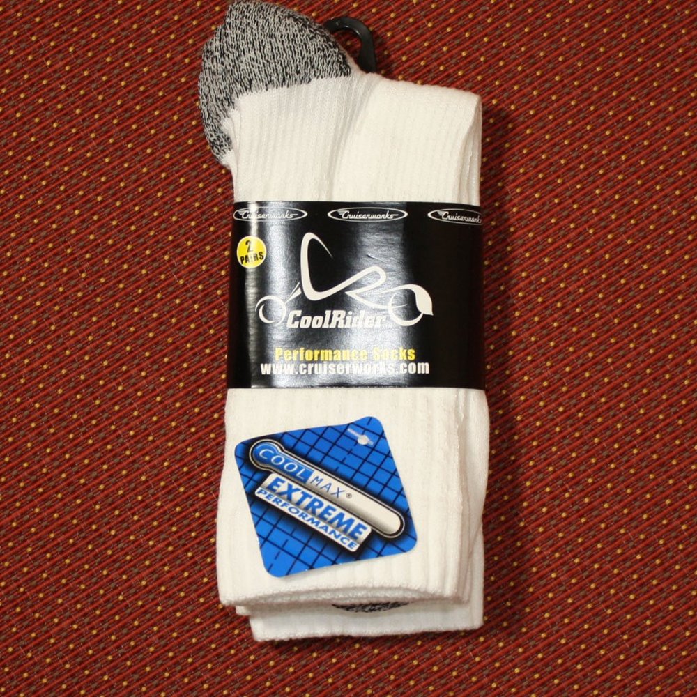 NWT CoolRider Performance Socks  2 pair per pack White/Grey Extreme Performance